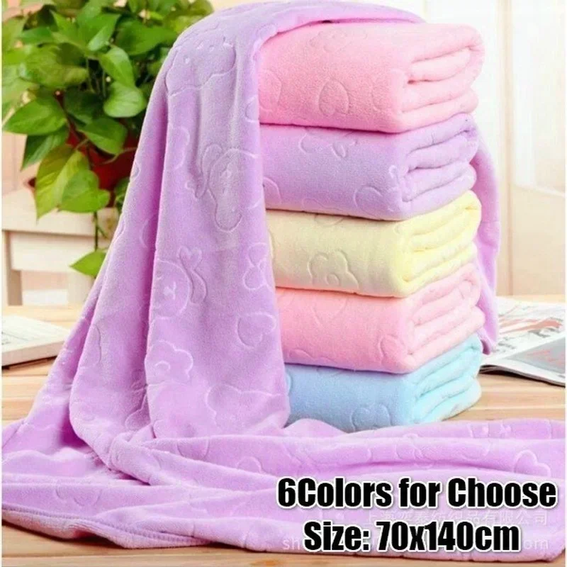 Home Textiles Face Towel - Handuk Mandi Beruang Embos Microfiber 70*140cm